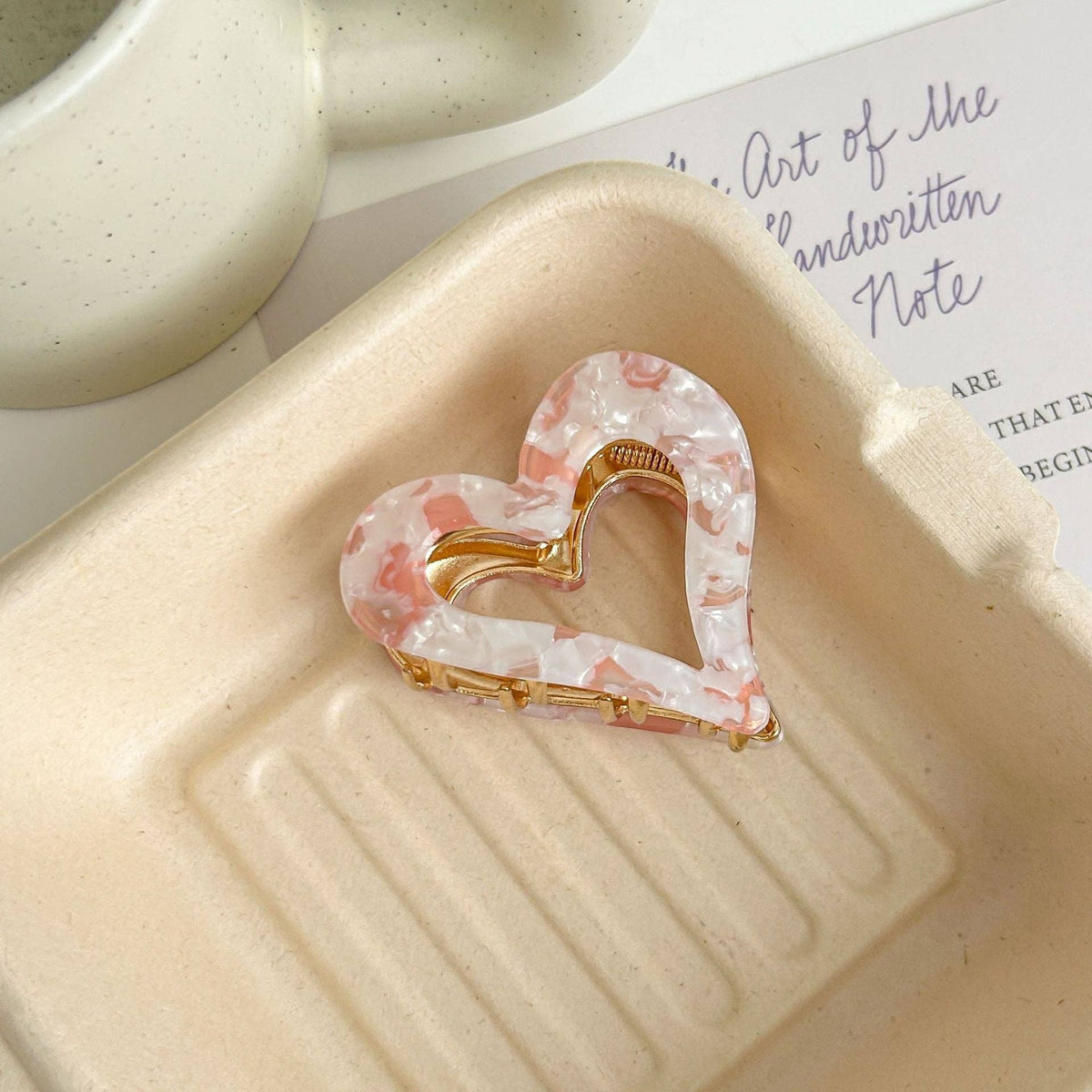 Marbled Heart Claw Clips